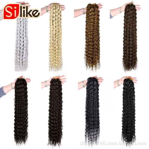 32 Inch Ocean Wave Synthetic Braiding Hair Crochet Braids  Pre-Looped Natural Black Deep Wave Crochet Hair Extensions